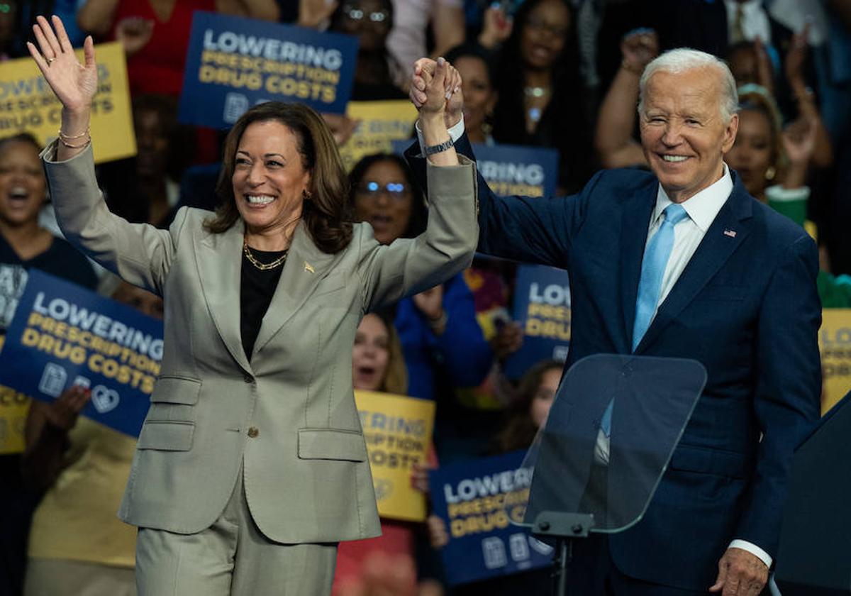 Kamala Harris y Joe Biden participaron este jueves juntos en un acto en Maryland.