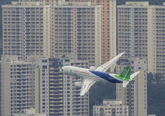 El Comac C919 en un vuelo de prueba en China