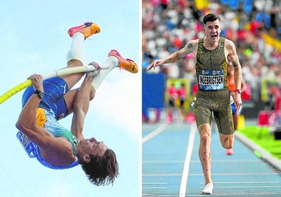 Armand Duplantis y Jakob Ingebrigtsen, en plena competición.