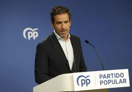 Borja Sémper, portavoz del PP, en una rueda de prensa en Génova