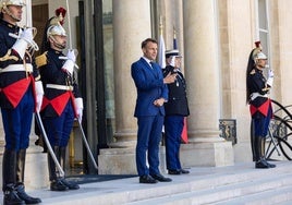 El presidente francés, Emmanuel Macron, este martes en el Palacio del Elíseo.