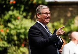 Keir Starmer, este martes, durante su intervención en el jardín de Downing Street.