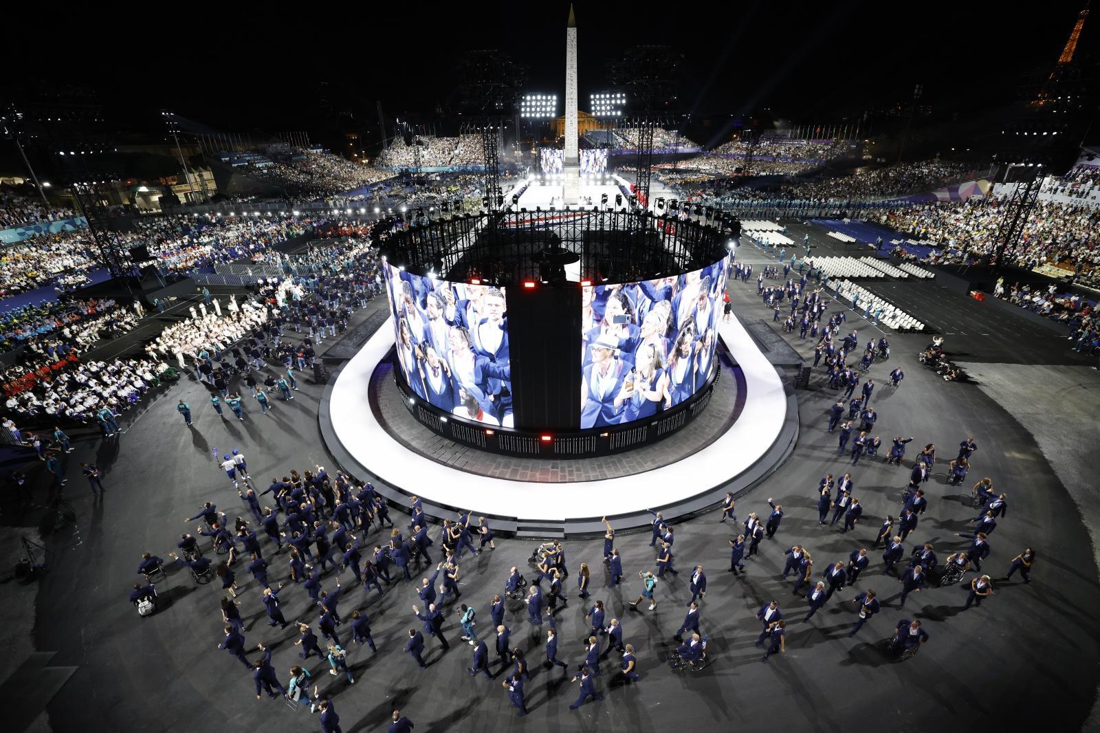 La delegación francesa, durante la ceremonia inaugural.