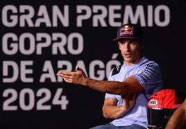 Marc Márquez, durante la rueda de prensa previa al GP de Aragón de motociclismo.