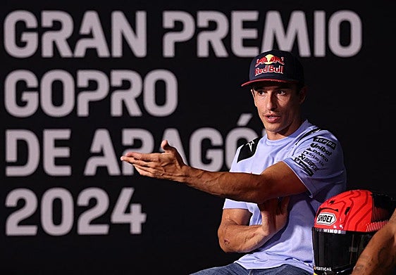 Marc Márquez, durante la rueda de prensa previa al GP de Aragón de motociclismo.