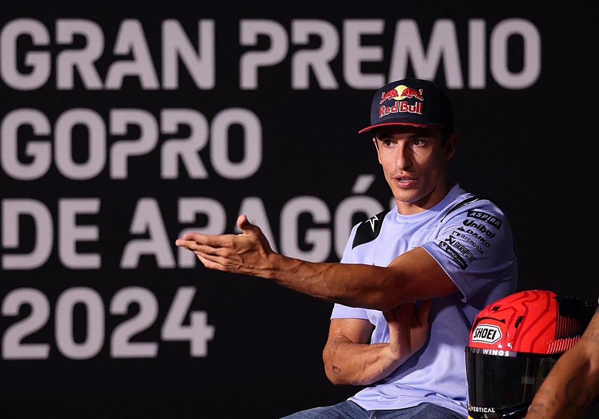 Marc Márquez, durante la rueda de prensa previa al GP de Aragón de motociclismo.