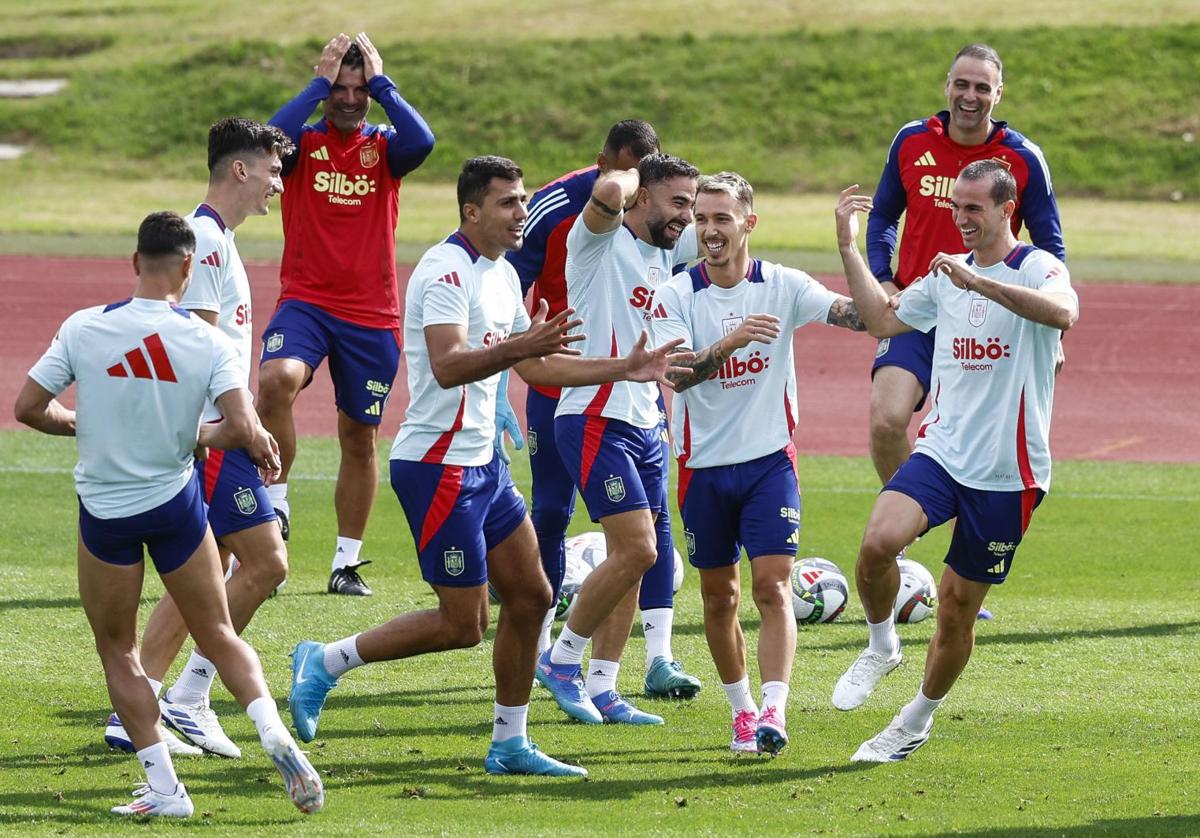 Entrenamiento de la selección española en la Ciudad del Fútbol.