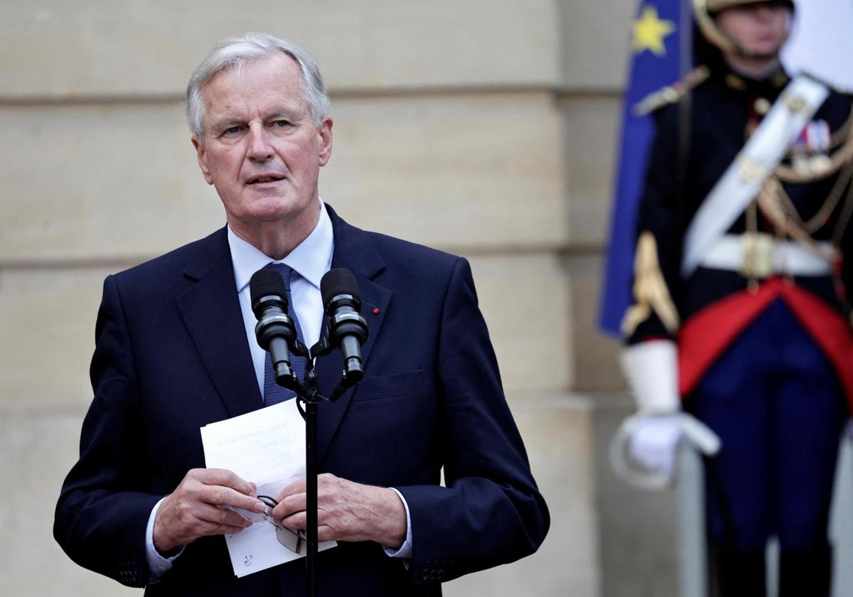 Primera intervención pública de Barnier tras la toma de posesión celebrada el jueves en el palacio de Matignon.