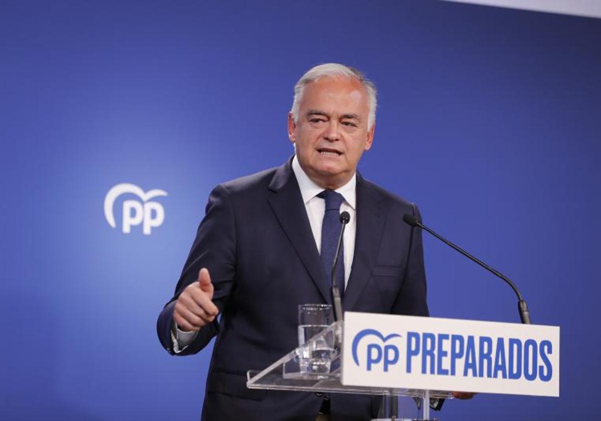 Esteban González Pons, vicesecretario de Institucional del PP, en una rueda de prensa