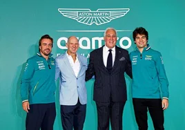 Fernando Alonso, Adrian Newey, Lawrence Stroll y Lance Stroll.