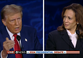 Kamala Harris y Donald Trump en el debate de esta madrugada.