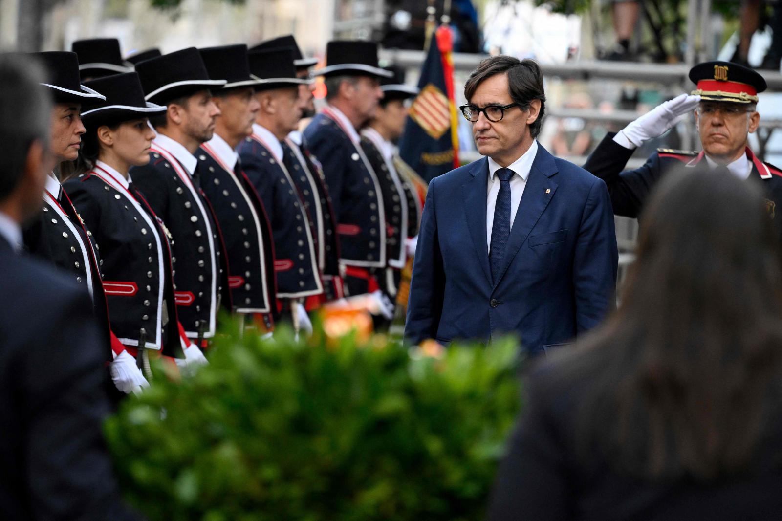 Salvador Illa durante los actos oficiales de la Diada.