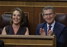 Cuca Gamarra y Alberto Núñez Feijóo en el Congreso.