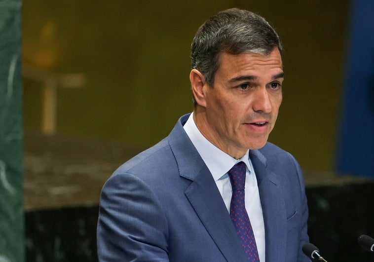 Sánchez en su intervención en la Cumbre del Futuro de la ONU, durante la apertura de la Asamblea General, en Nueva York