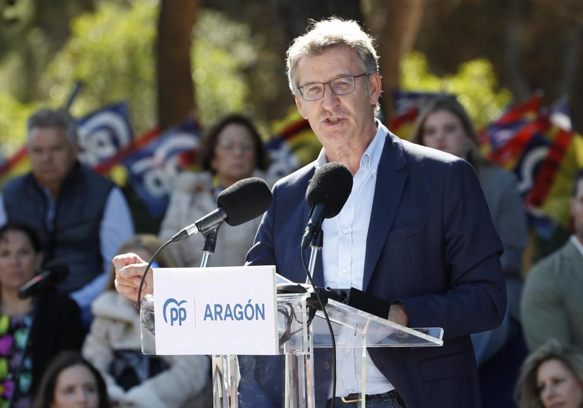 Alberto Núñez Feijóo participa en el Día del Afiliado del PP en Zaragoza.