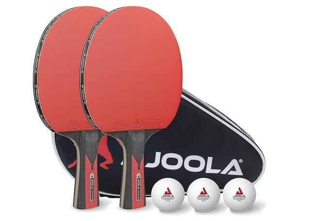 Set de palas de ping pong con pelotas y funda.