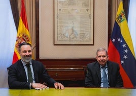 Santiago Abascal, presidente de Vox, y Edmundo González, líder opositor venezolano, hoy