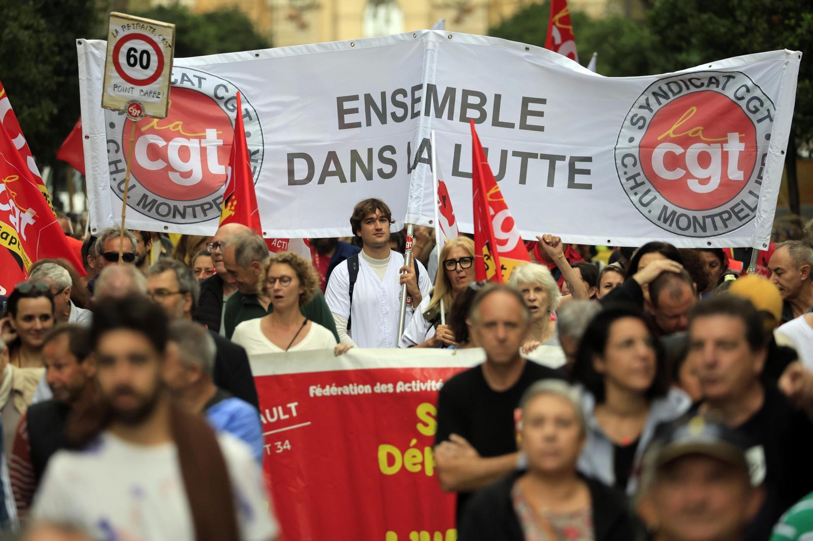 Protesta sindical en las calles de París.