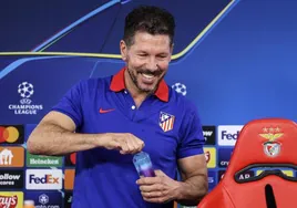 Diego Simeone, durante la rueda de prensa previa al duelo ante el Benfica.