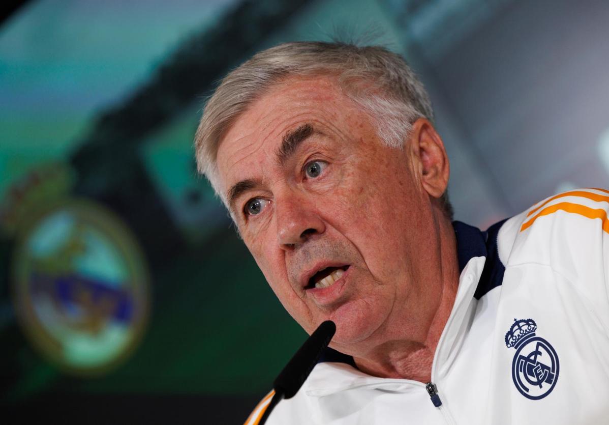 Carlo Ancelotti, durante la rueda de prensa.