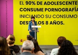 La ministra Ana Redondo presenta la campaña institucional contra la pornografía.