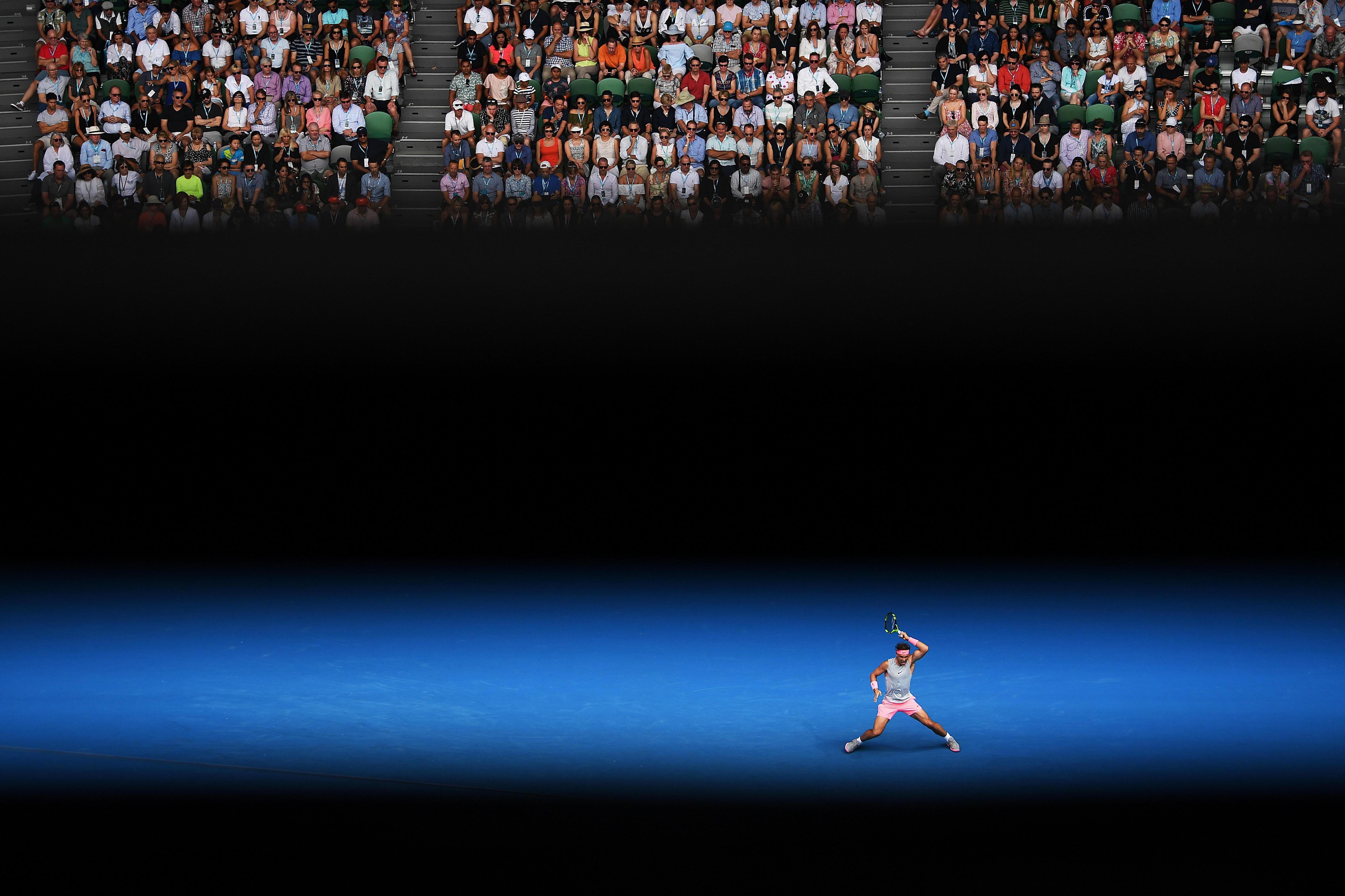 Nadal, en acción contra el argentino Diego Schwartzman durante su partido de cuarta ronda en el Abierto de Australia de 2018.