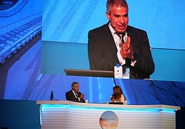 El presidente de Ganvam, Raúl Palacios, durante el discurso de apertura del congreso.