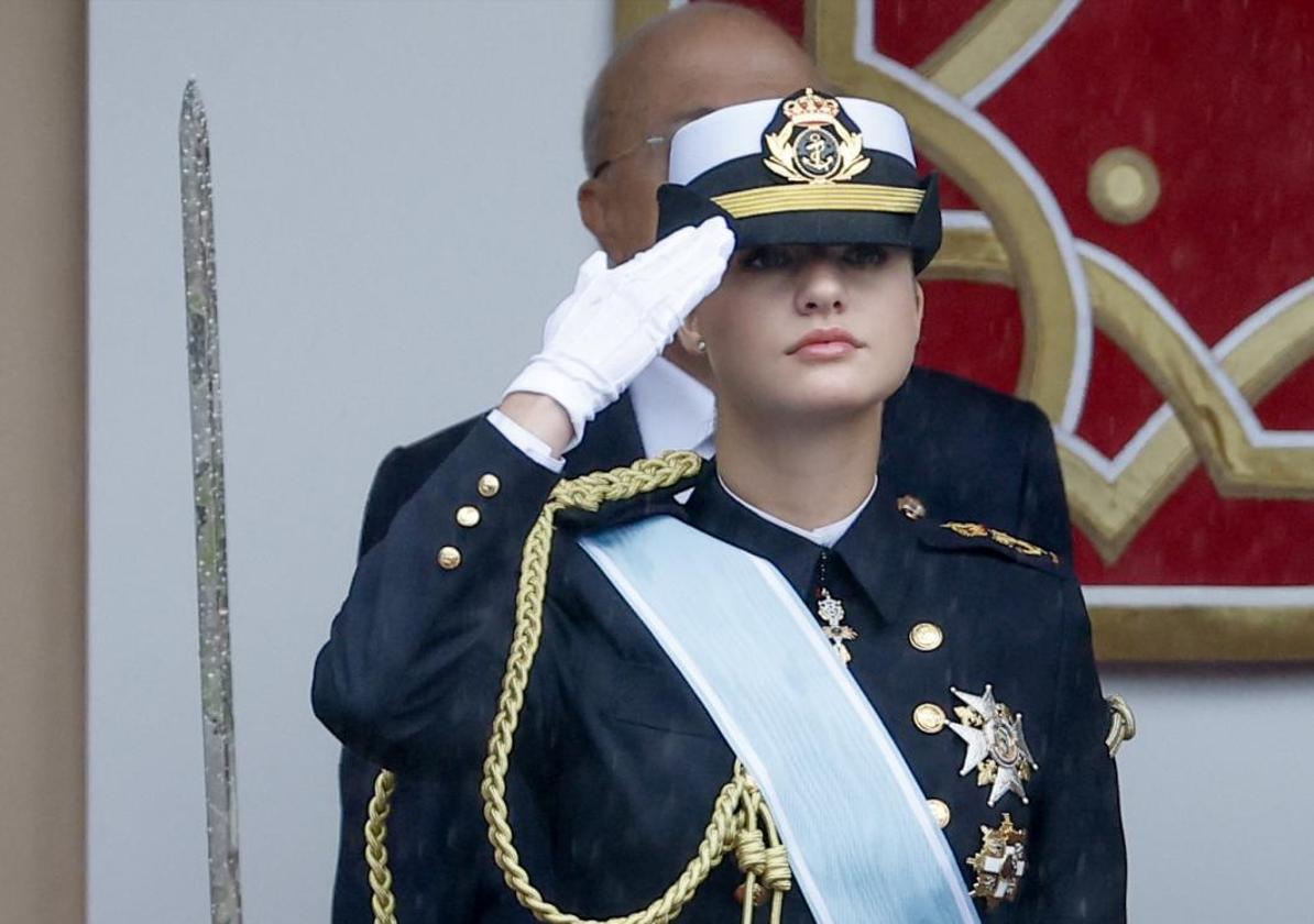 La princesa de Asturias, Leonor de Borbón, en el tradicional desfile del Día de la Fiesta Nacional