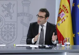 El ministro de Economía, Carlos Cuerpo, en la rueda de prensa del Consejo de Ministros.