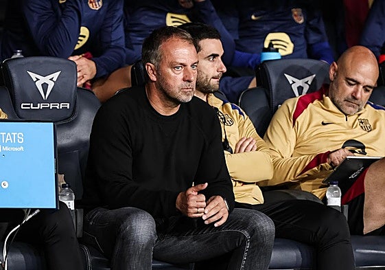 Hansi Flick, durante el duelo ante el Sevilla.