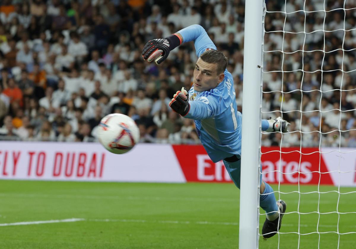 Andriy Lunin, en su único partido en la presente Liga, ante el Villarreal.