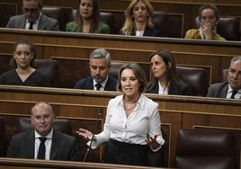 La secretaria general del PP, Cuca Gamarra, interviene durante la sesión de control al Gobierno de este miércoles