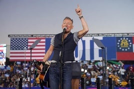 Bruce Springsteen, en pleno concierto.