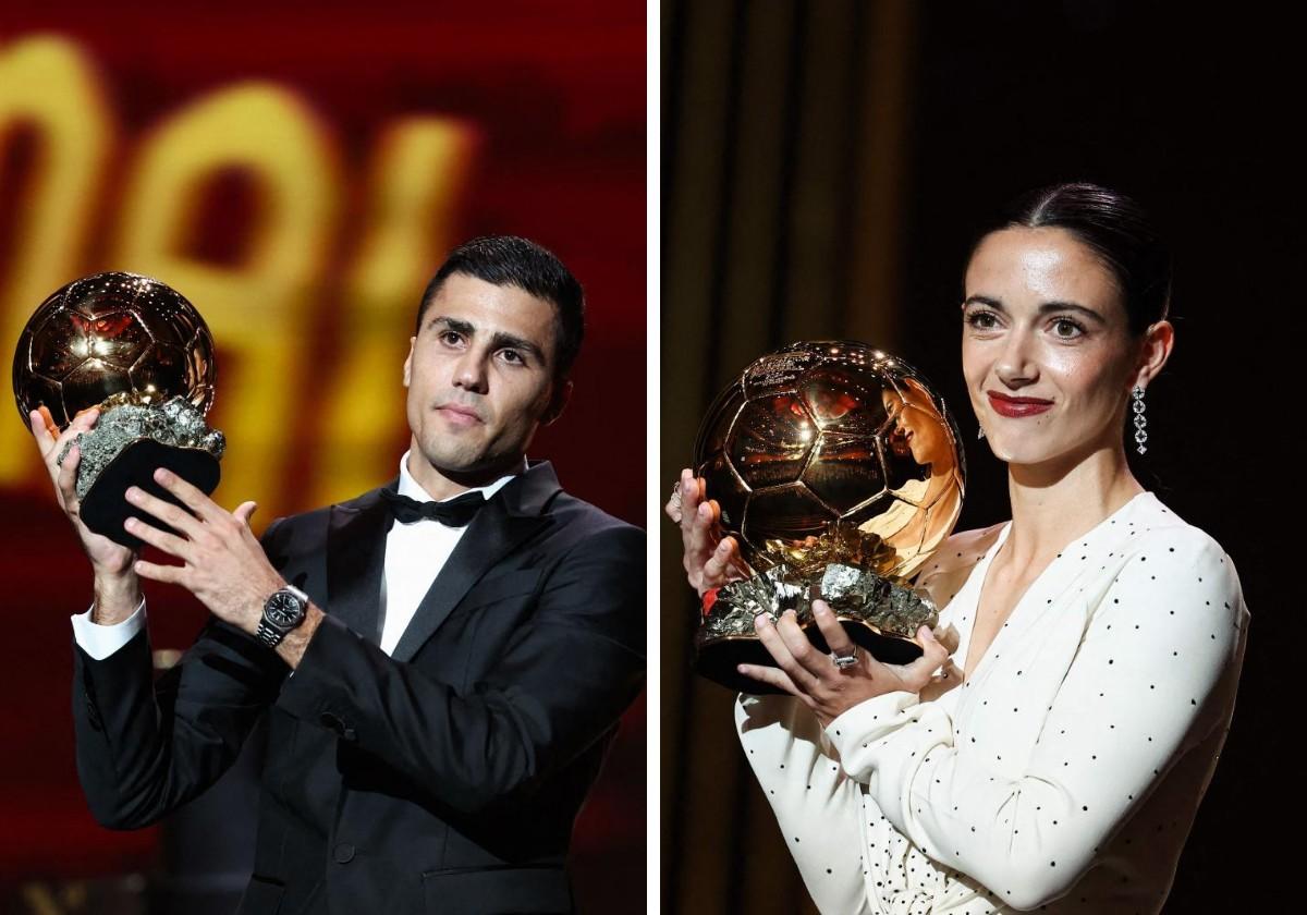 Rodri y Aitana, histórico doble Balón de Oro para el fútbol español