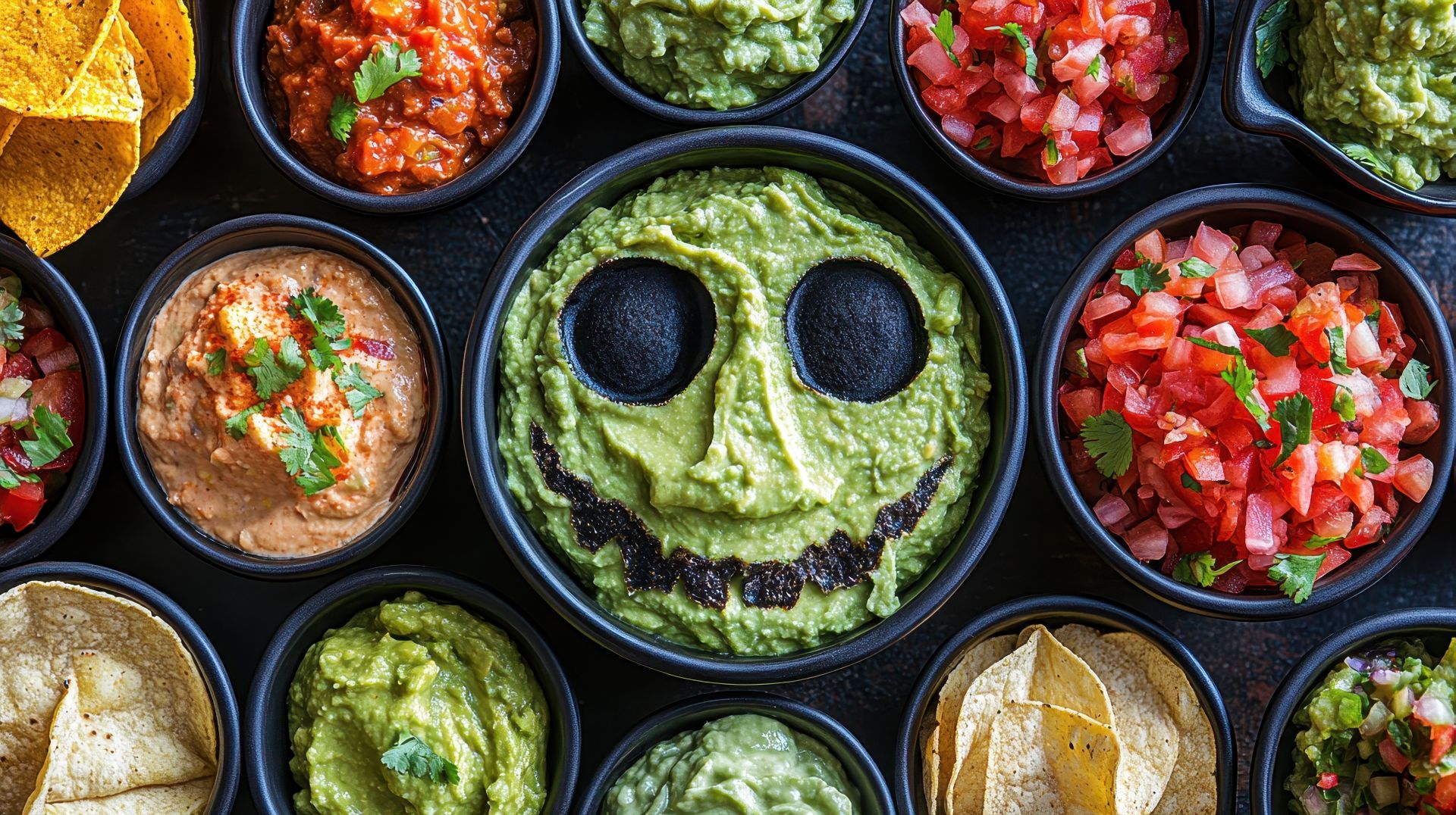 Monstruos de guacamole casero.