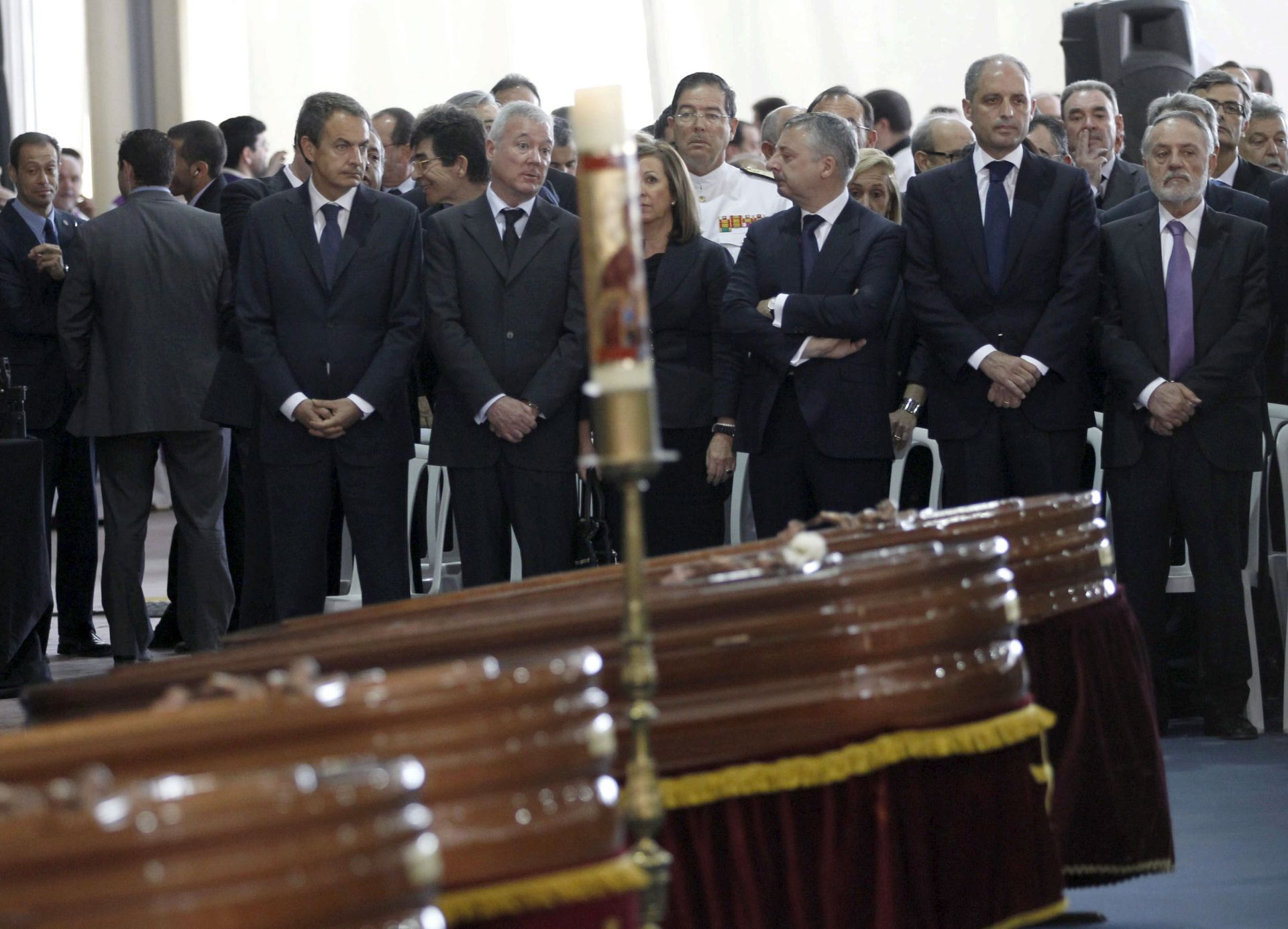 José Luis Rodríguez Zapatero, en el funeral de las víctimas del terremoto de Lorca en 2011.