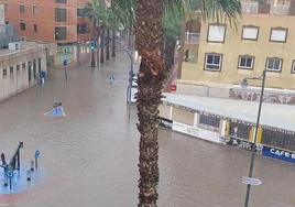 Calles anegadas en Puerto de Mazarrón (Región de Murcia).