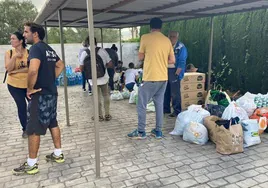 Un gruppo de vecinos organizado en la localidad valenciana de Torrent para obtener alimentos y ropa.