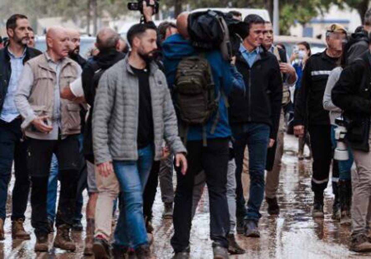 Pedro Sánchez, momentos antes de los incidentes de Paiporta.