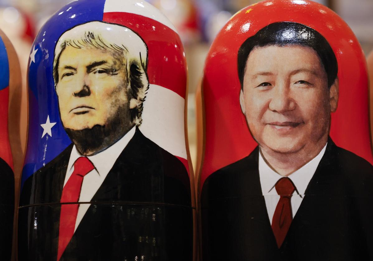 Unas 'matriuskas' de Donald Trump y Xi Jinping, presidente electo de Estados Unidos y líder de China.