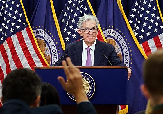 El presidente de la Reserva Federal, Jerome Powell, en rueda de prensa en Washington.