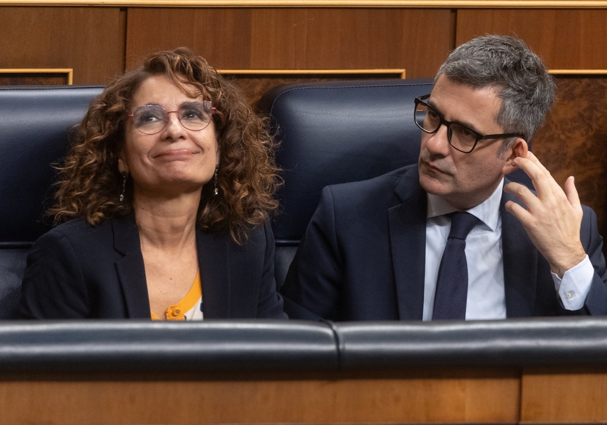 La vicepresidenta y ministra de Hacienda, María Jesús Montero, este martes en el pleno del Congreso