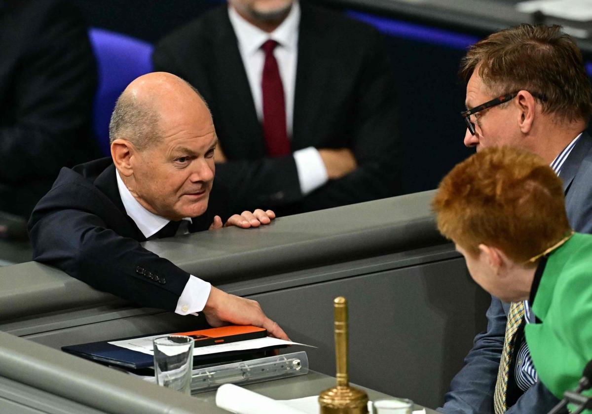 Olaf Scholz, canciller alemán, durante la sesión en el Bundestag.