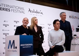 Javier Gutiérrez, Marta Hazas, Daniel Écija y Ghislain Barrois, en el South International Series Festival de Cádiz.