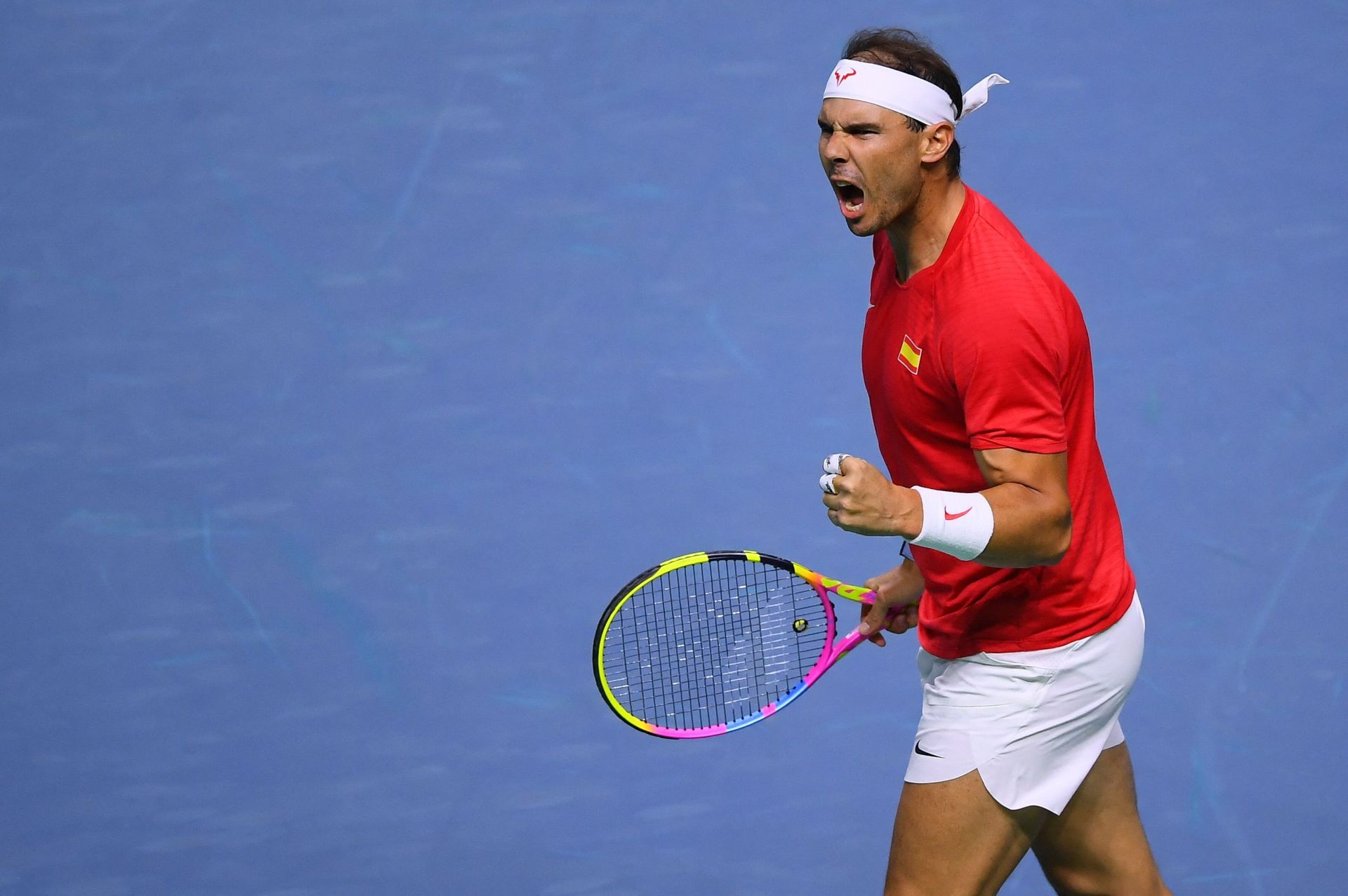 Rafa Nadal celebra la consecución de un punto ante Botic Van de Zandschulp.