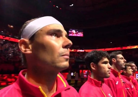 La emoción de Rafa Nadal al escuchar el himno de España en la Copa Davis