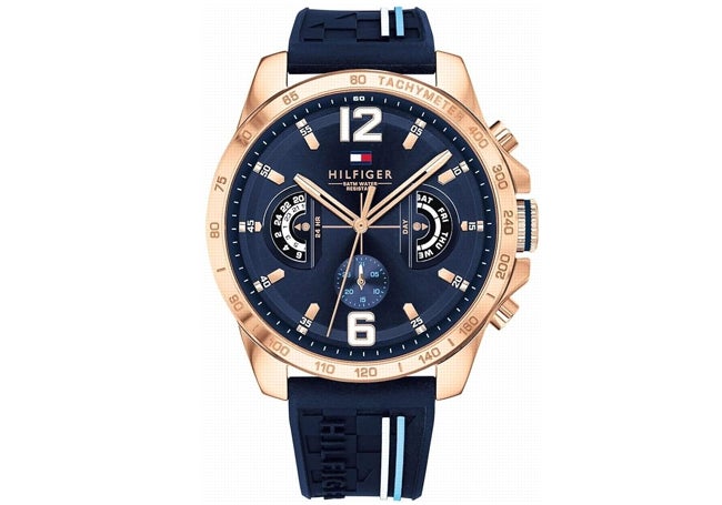 Reloj azul con tonos dorados de la marca Tommy Hilfiger