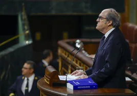 El Defensor del Pueblo, Ángel Gabilondo, durante la presentación del informe este jueves en el Congreso.