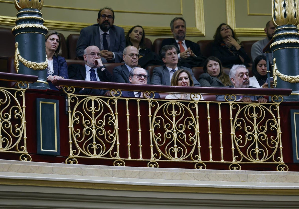 Ángel Gabilondo escucha desde la tribuna de invitados del Congreso las intervenciones de los portavoces.