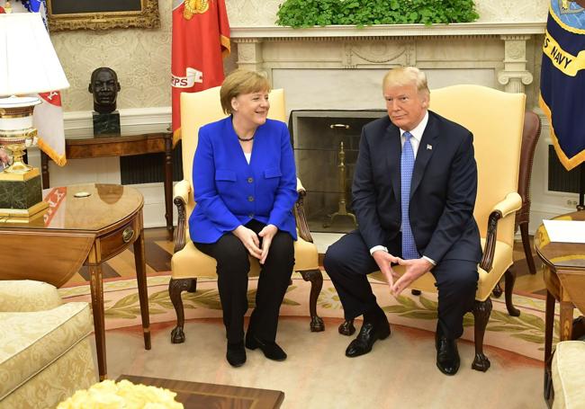 Angela Merkel y Donald Trump, en una reunión en la Casa Blanca en 2018.